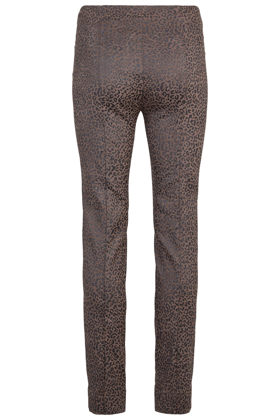Robell 51673-54494-38 Rose Regular Length Brown Leopard Print Trouser - Dotique
