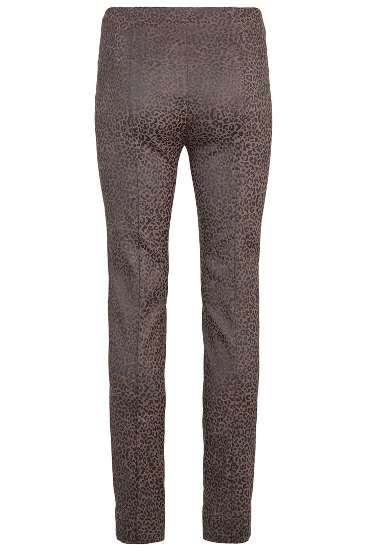 Robell 51673-54494-38 Rose Regular Length Brown Leopard Print Trouser - Dotique