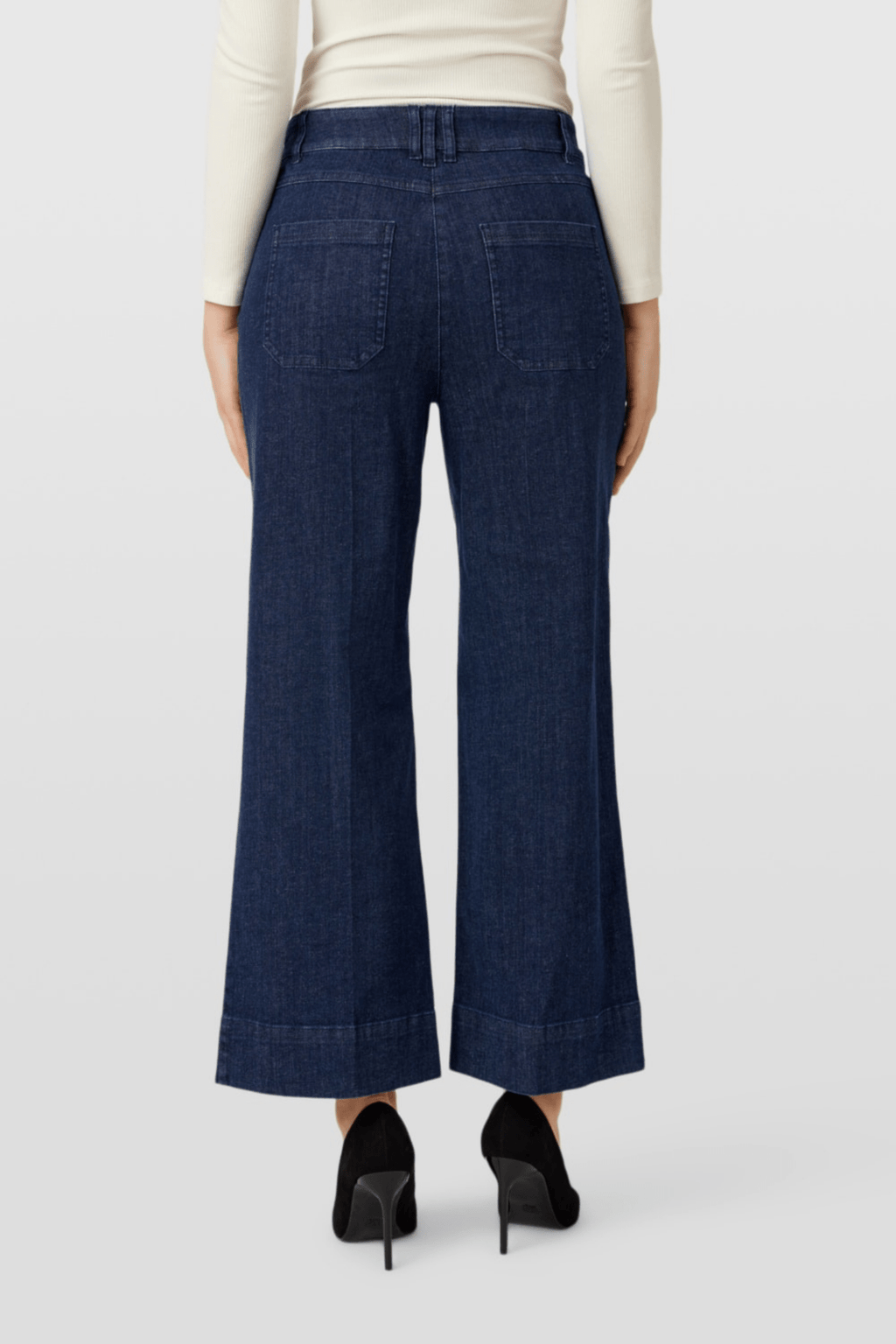 Robell 53606 54159 Debby 09 Ankle Grazer Wide Leg Jeans 68cm Dark Denim (69) at Dotique