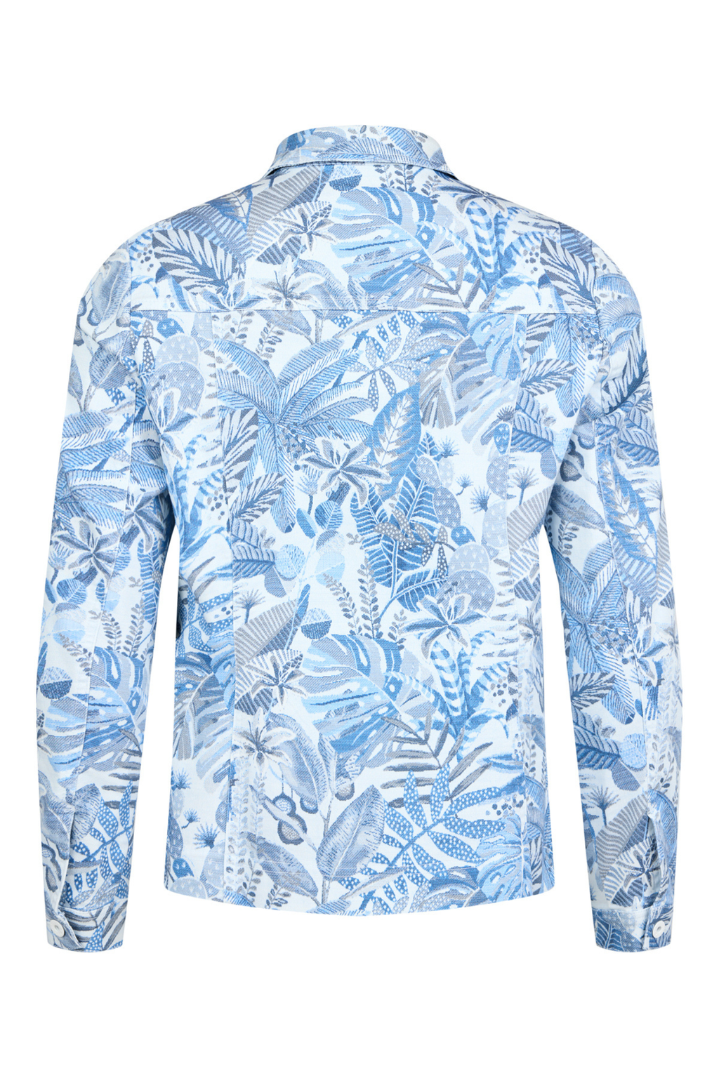 Robell Happy Jacket 57641-55089-62 White and Blue Tropical Print (62) by robell shop robell at Dotique stylish patterned jacket back view