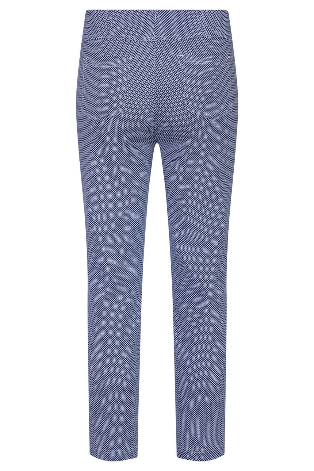 Robell Bella 09 51560 54736 69 Navy Geometric Print Slim Fit Ankle Grazer Trousers - Dotique