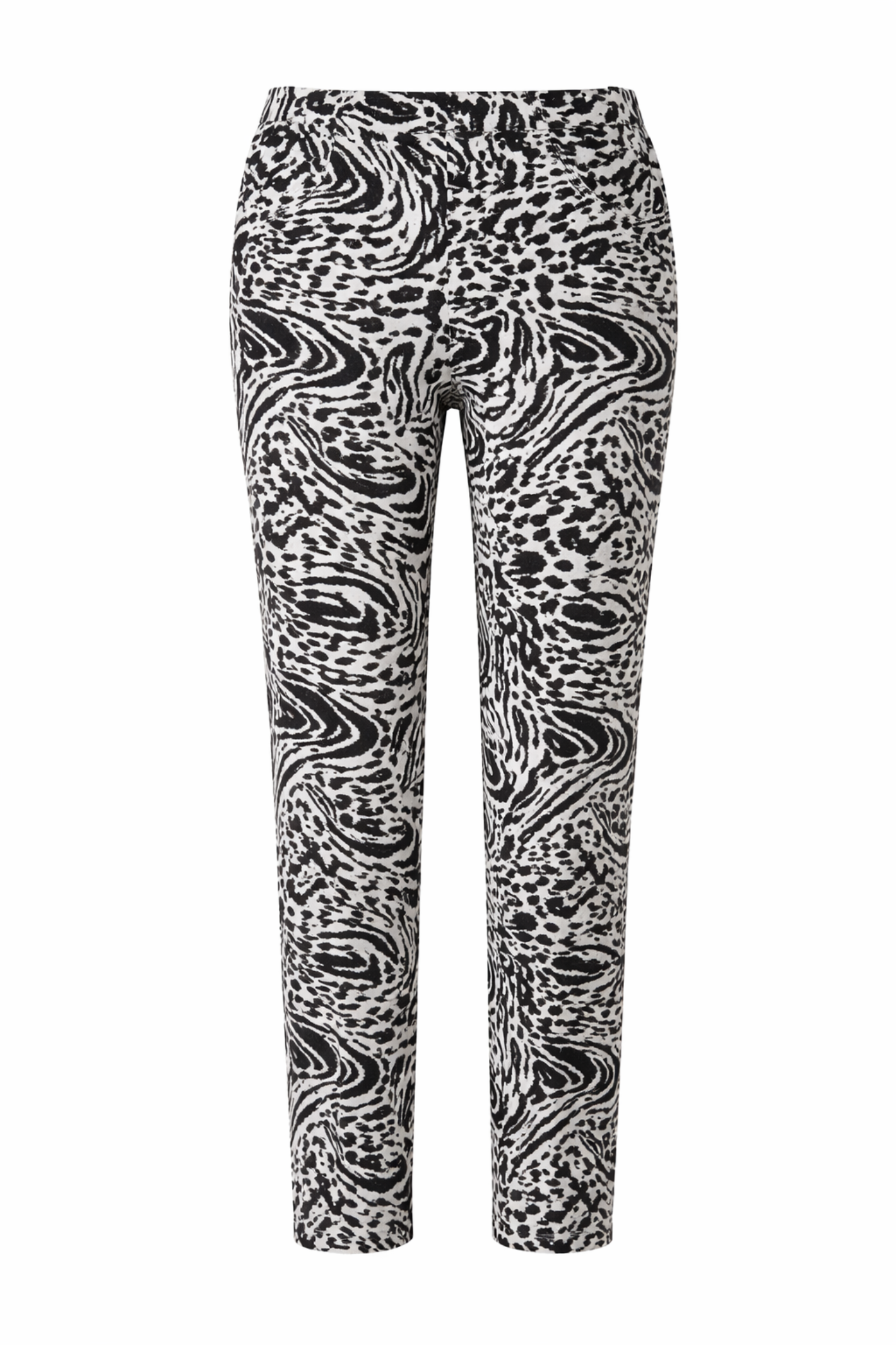 Robell Bella 09 (68cm) Black White Animal Print 51560-55144-90 pants by Robell Shop Robell at Dotique
