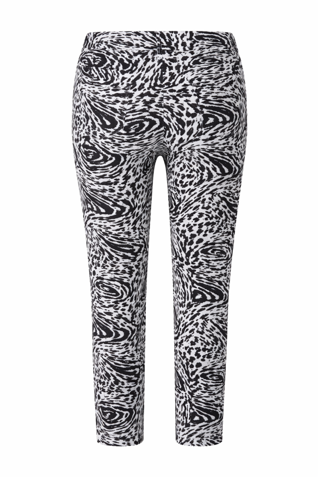 Robell Bella 09 (68cm) Black White Animal Print 51560-55144-90 pants by Robell Shop Robell at Dotique back view