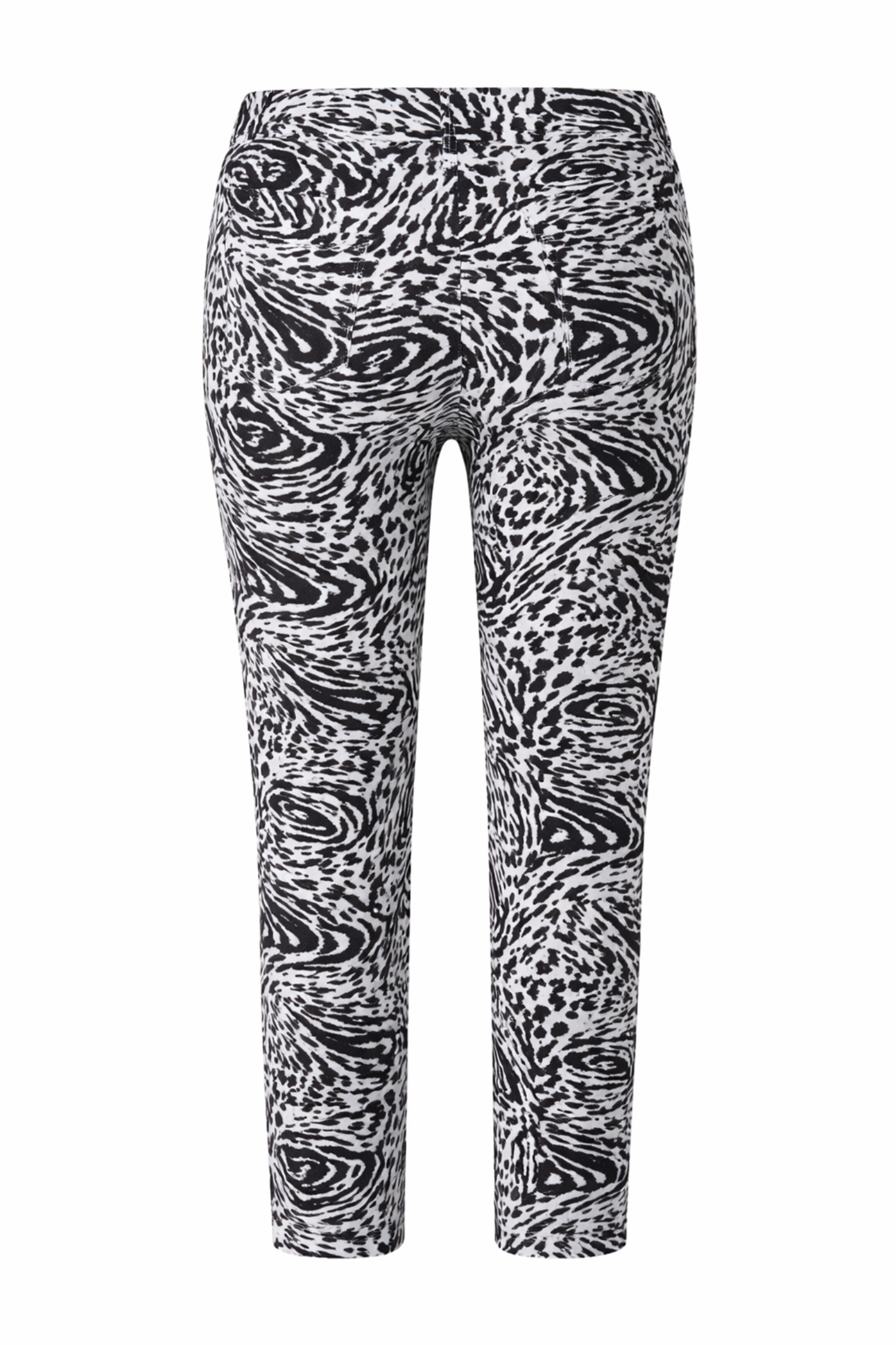 Robell Bella 09 (68cm) Black White Animal Print 51560-55144-90 pants by Robell Shop Robell at Dotique back view