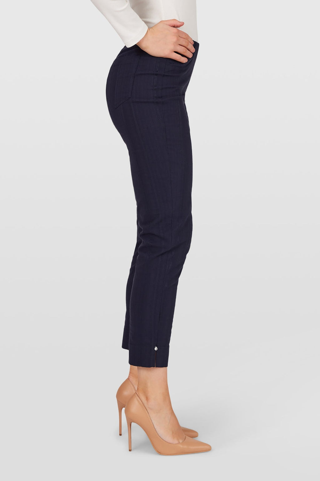 Robell Bella 09 Seersucker 68cm Trousers Navy 52642-54554 — Shop Robell at Dotique