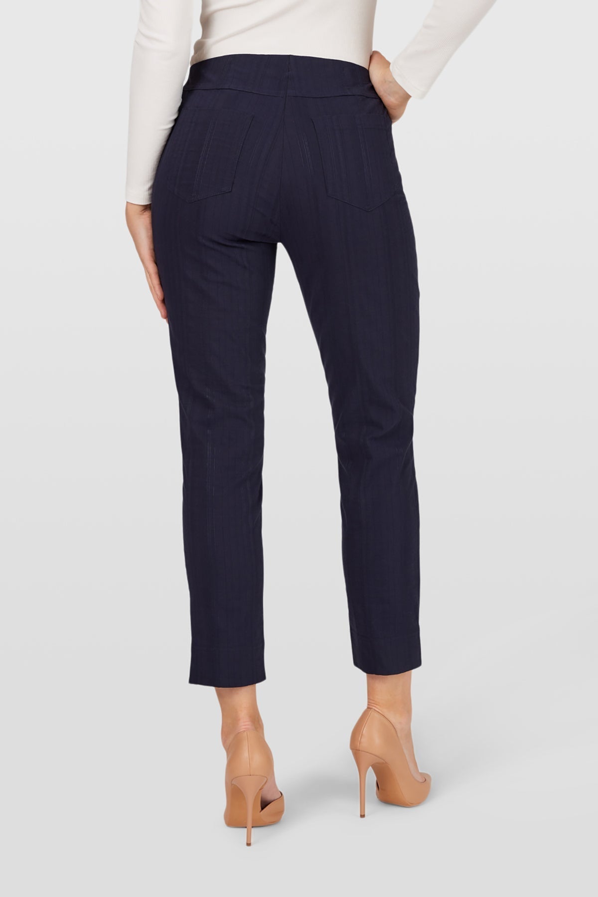 Robell Bella 09 Seersucker 68cm Trousers Navy 52642-54554 — Shop Robell at Dotique