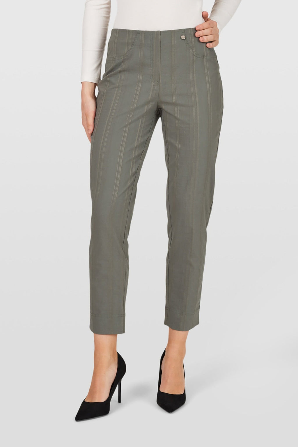 Robell Bella 09 Seersucker 68cm Trousers Ivy Green 52642-54554 — Shop Robell at Dotique