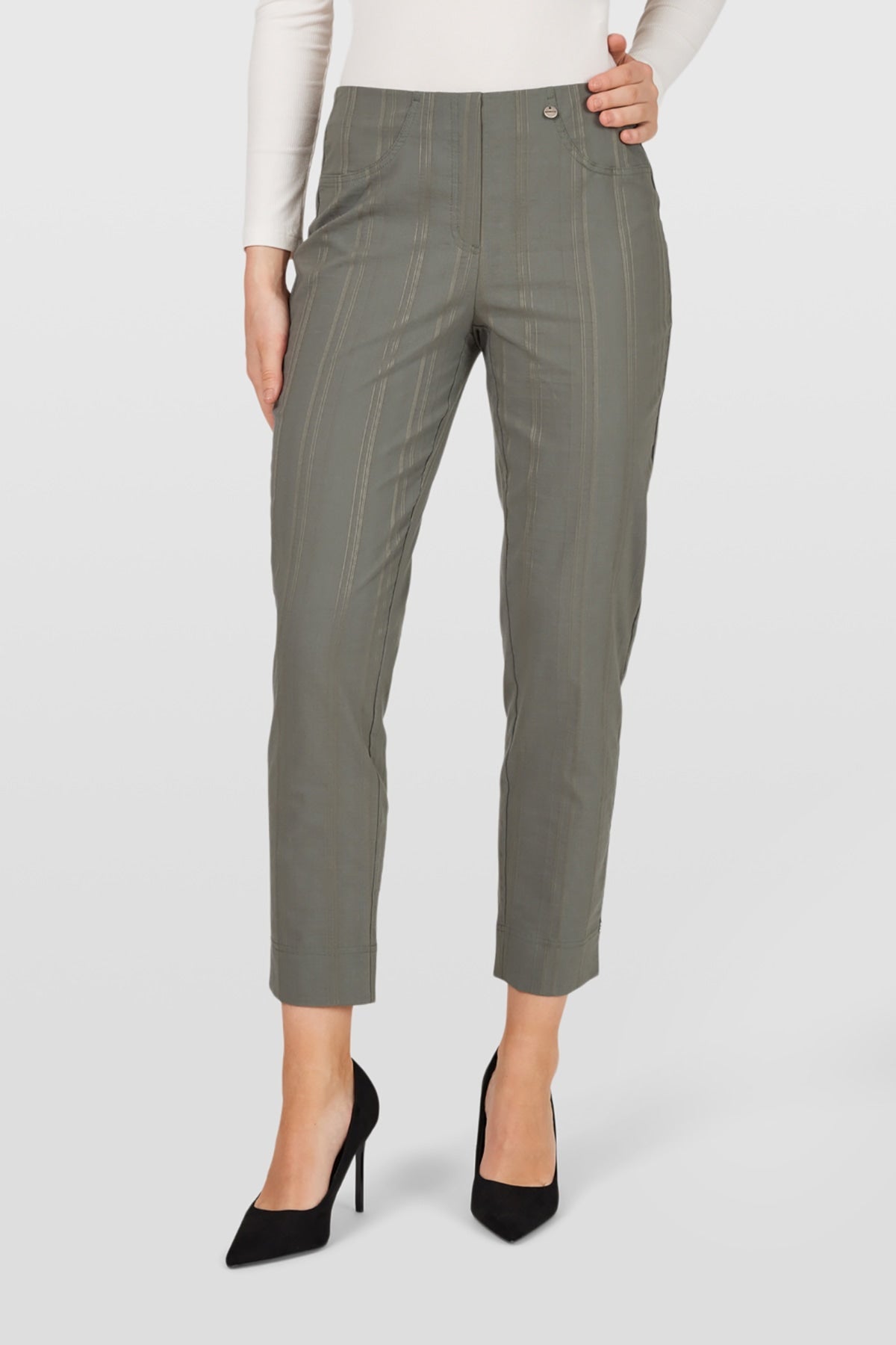 Robell Bella 09 Seersucker 68cm Trousers Ivy Green 52642-54554 — Shop Robell at Dotique