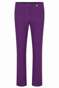 Robell Bella purple fleece-lined winter trousers with slim fit, elasticated waistband, straight leg and 73cm inside leg.