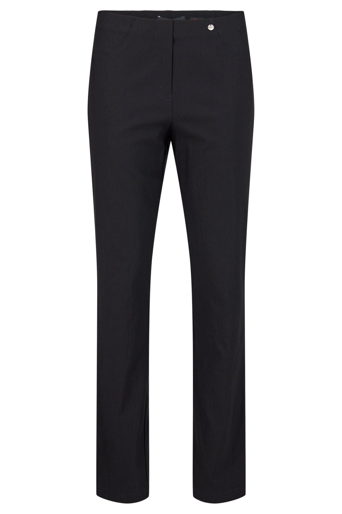 Robell Bella black pull-on winter trousers with slim fit, fleece lining, elasticated waistband and 78cm inside leg — Shop Robell at Dotique