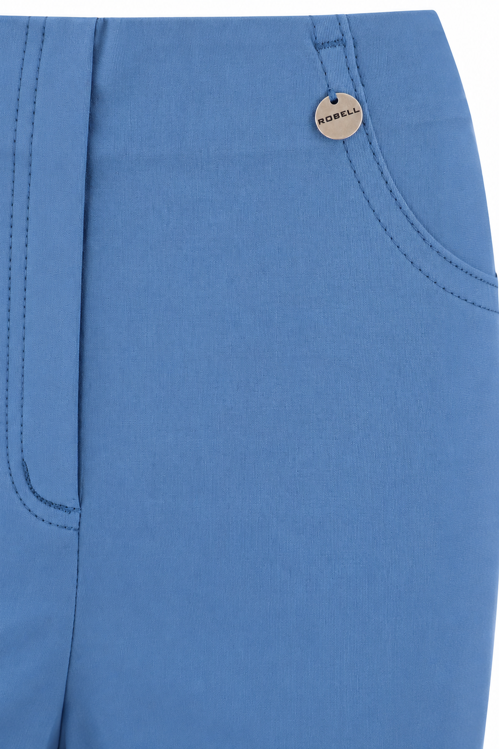 Robell Bella K (73cm) trousers Azure Blue 51559-5499-600, fabric and pocket detail — Shop Robell at Dotique