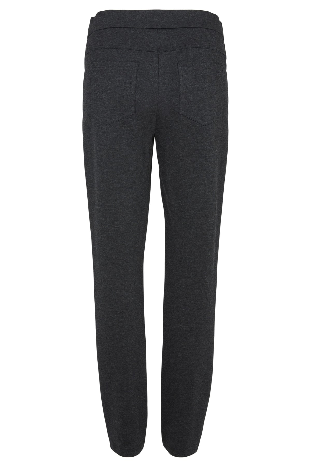 Robell Bella K dark grey pull-on straight leg trousers in stretch winter jersey fabric with 73cm inside leg — Shop Robell at Dotique