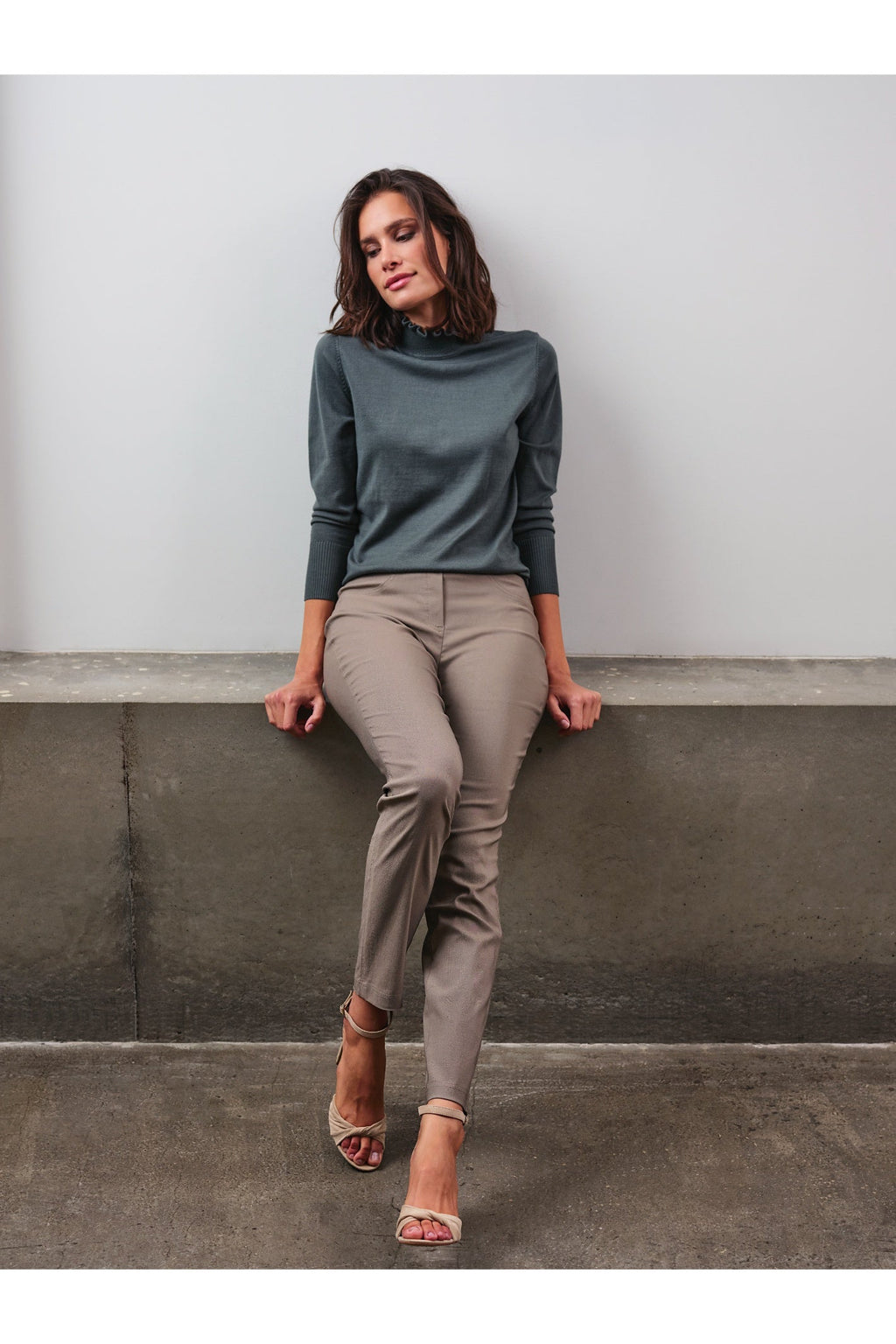 Robell Bella K Petite Trousers Taupe (73cm) — Shop Robell at Dotique