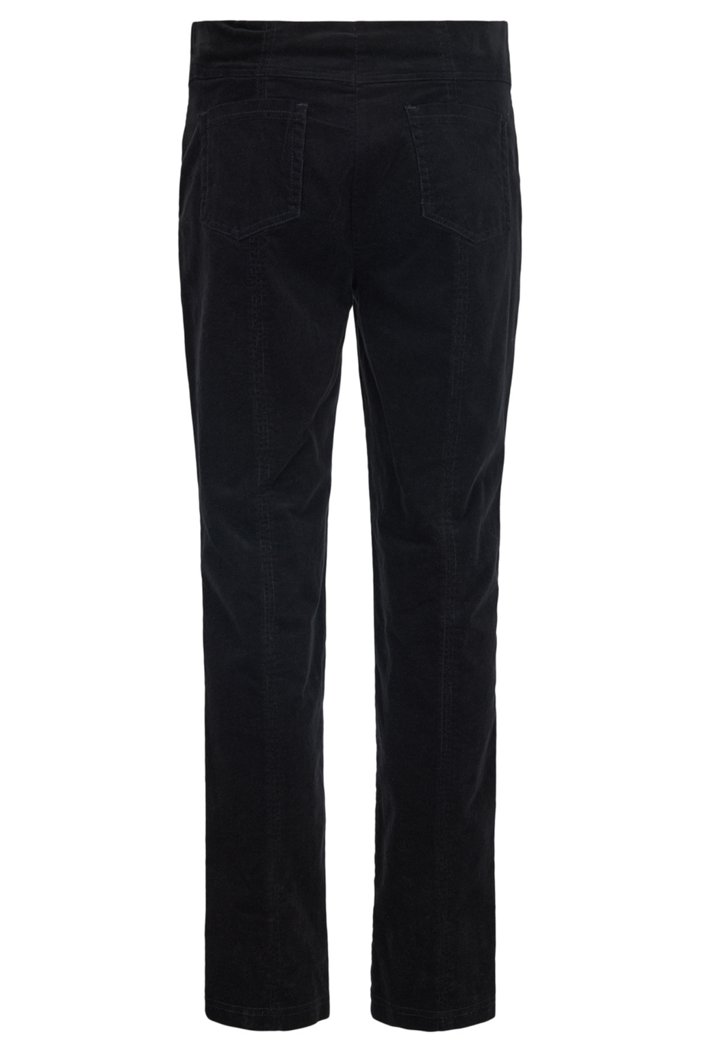 Robell Bella K black velvet cord trousers with straight leg fit, elasticated waist and 73cm inside leg.