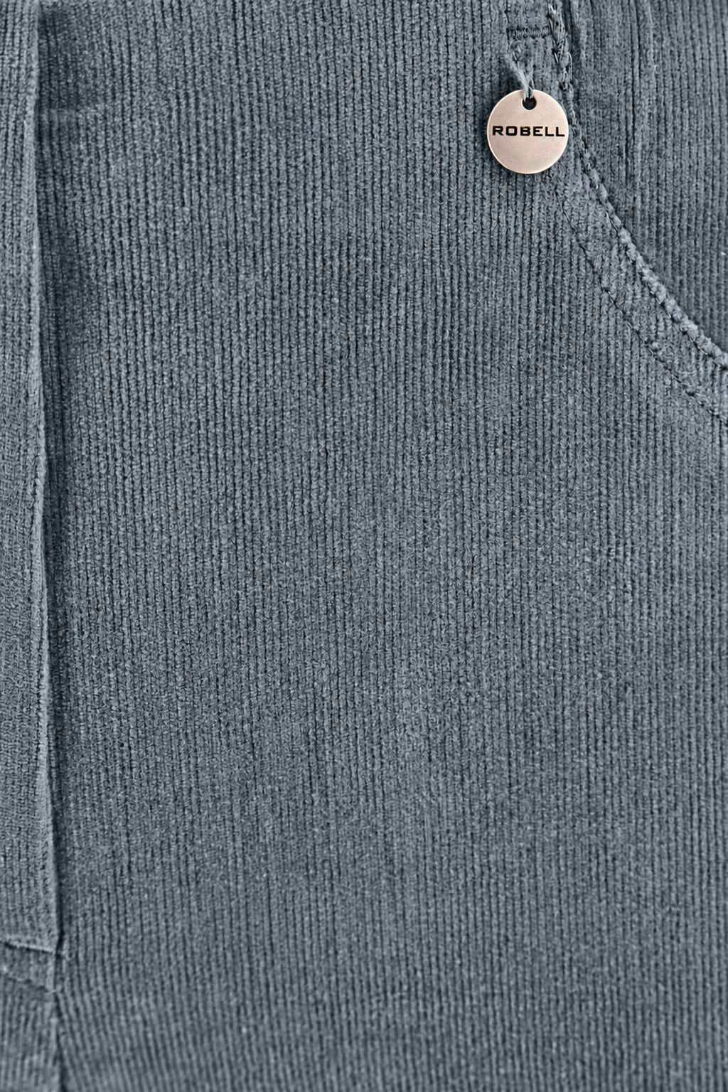 Robell Bella K Velvet Cord trousers Frost Grey (73cm) 52457-54363-960, detail view — Shop Robell at Dotique