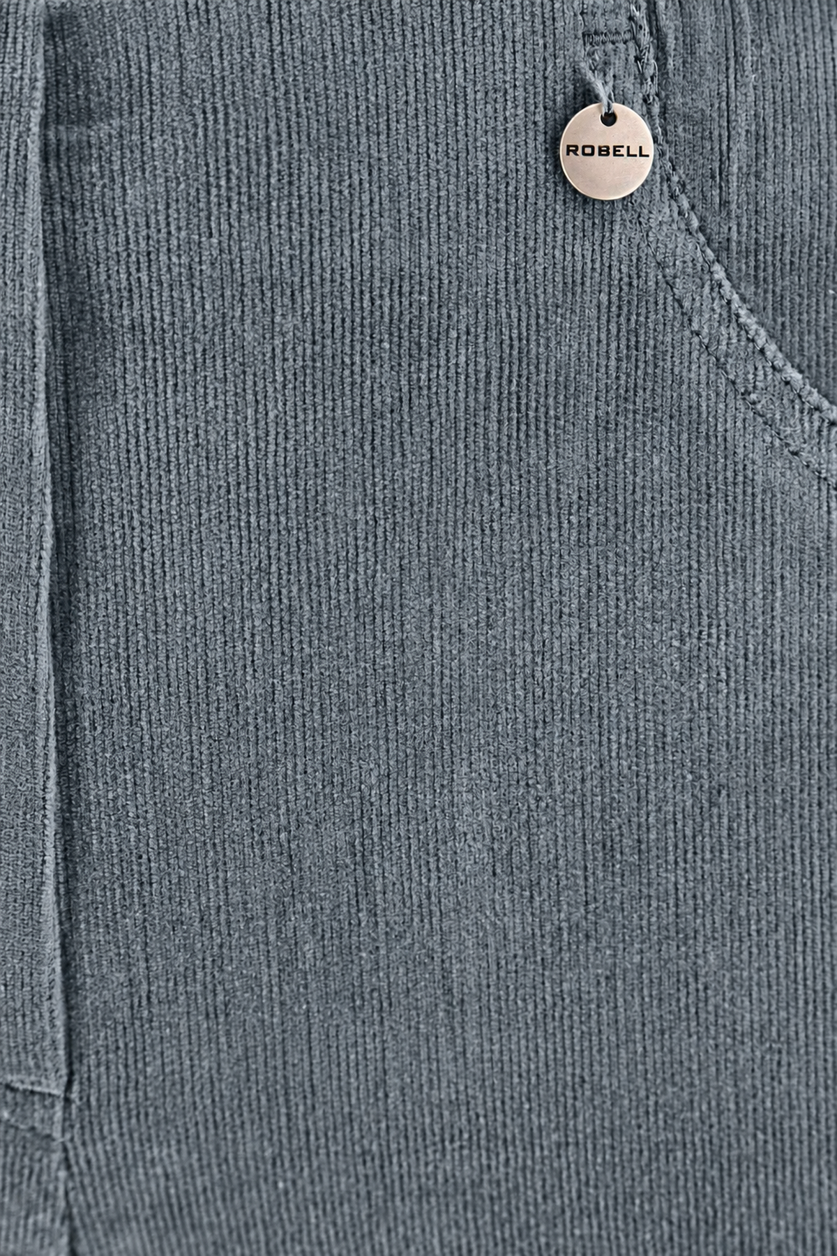 Robell Bella K Velvet Cord trousers Frost Grey (73cm) 52457-54363-960, detail view — Shop Robell at Dotique