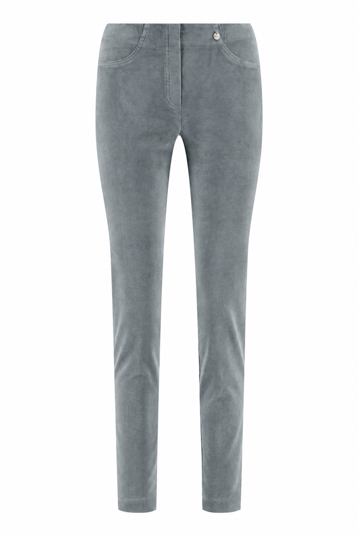 Robell Bella K 73cm Frost Grey needlecord trousers, front view — Shop Robell at Dotique