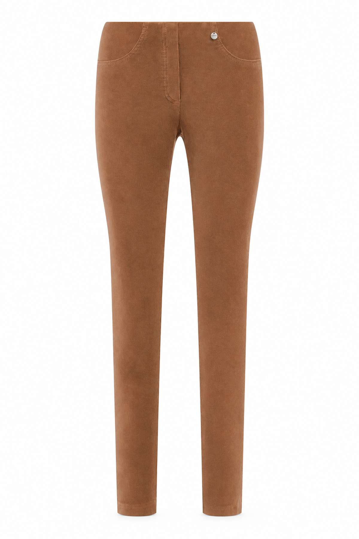 Robell Bella K 73cm Caramel needlecord trousers, front view — Shop Robell at Dotique