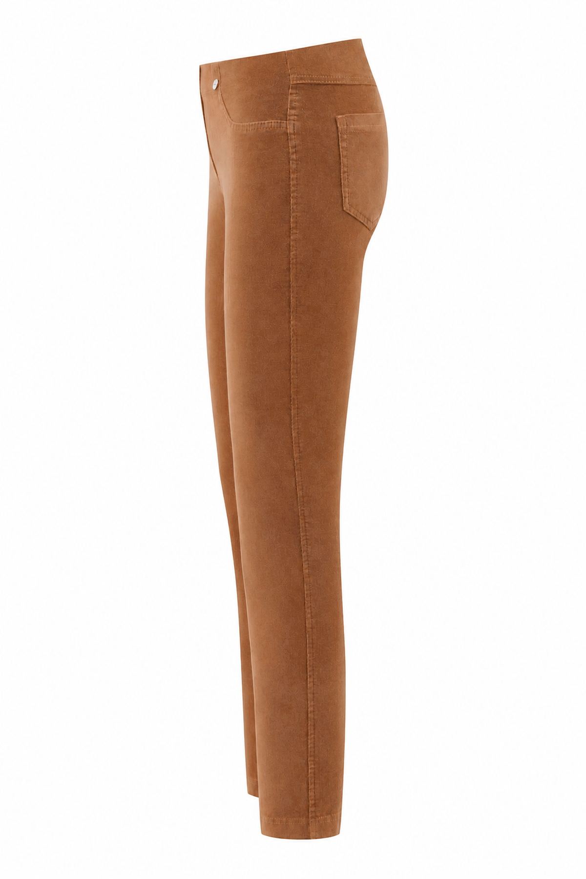 Robell Bella K 73cm Caramel needlecord trousers, side view — Shop Robell at Dotique