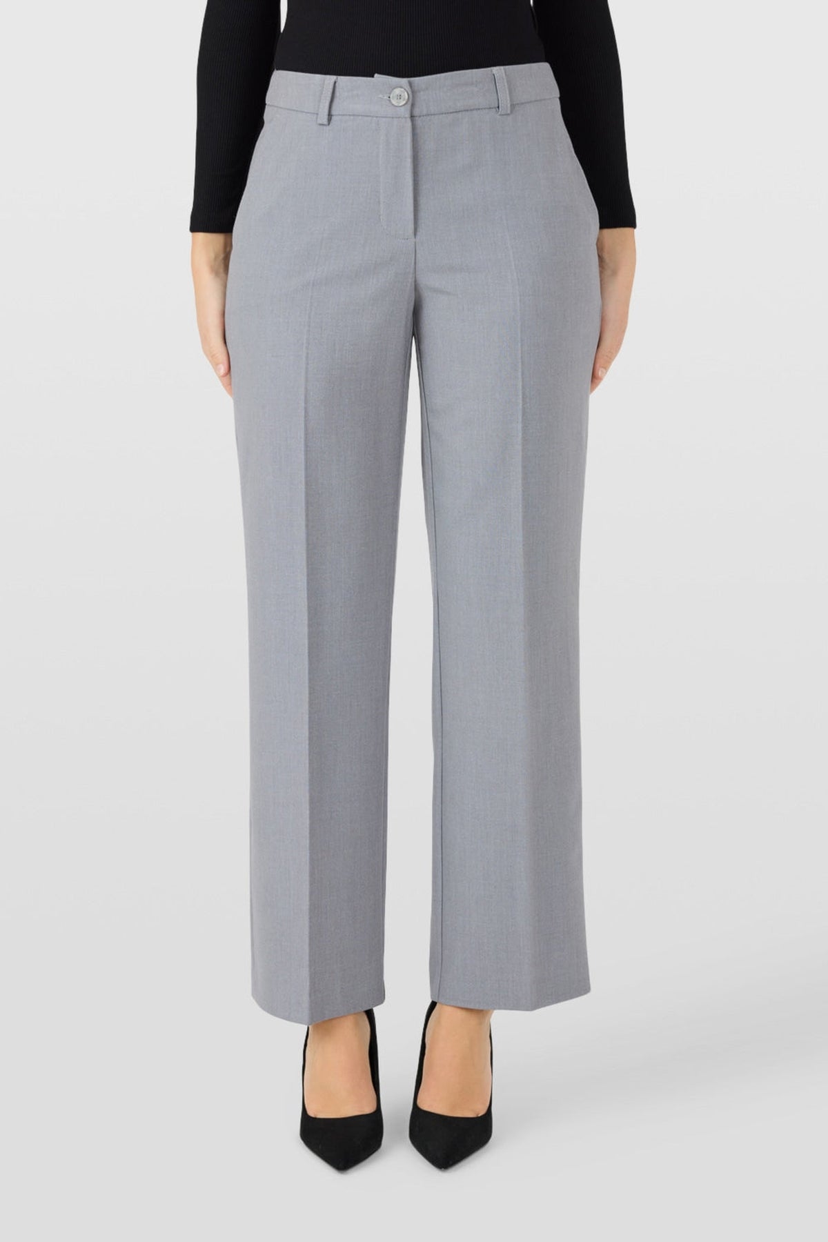 Robell Britt (75cm) trousers in silver, front view, 53578-5405-91. Shop Robell at Dotique.