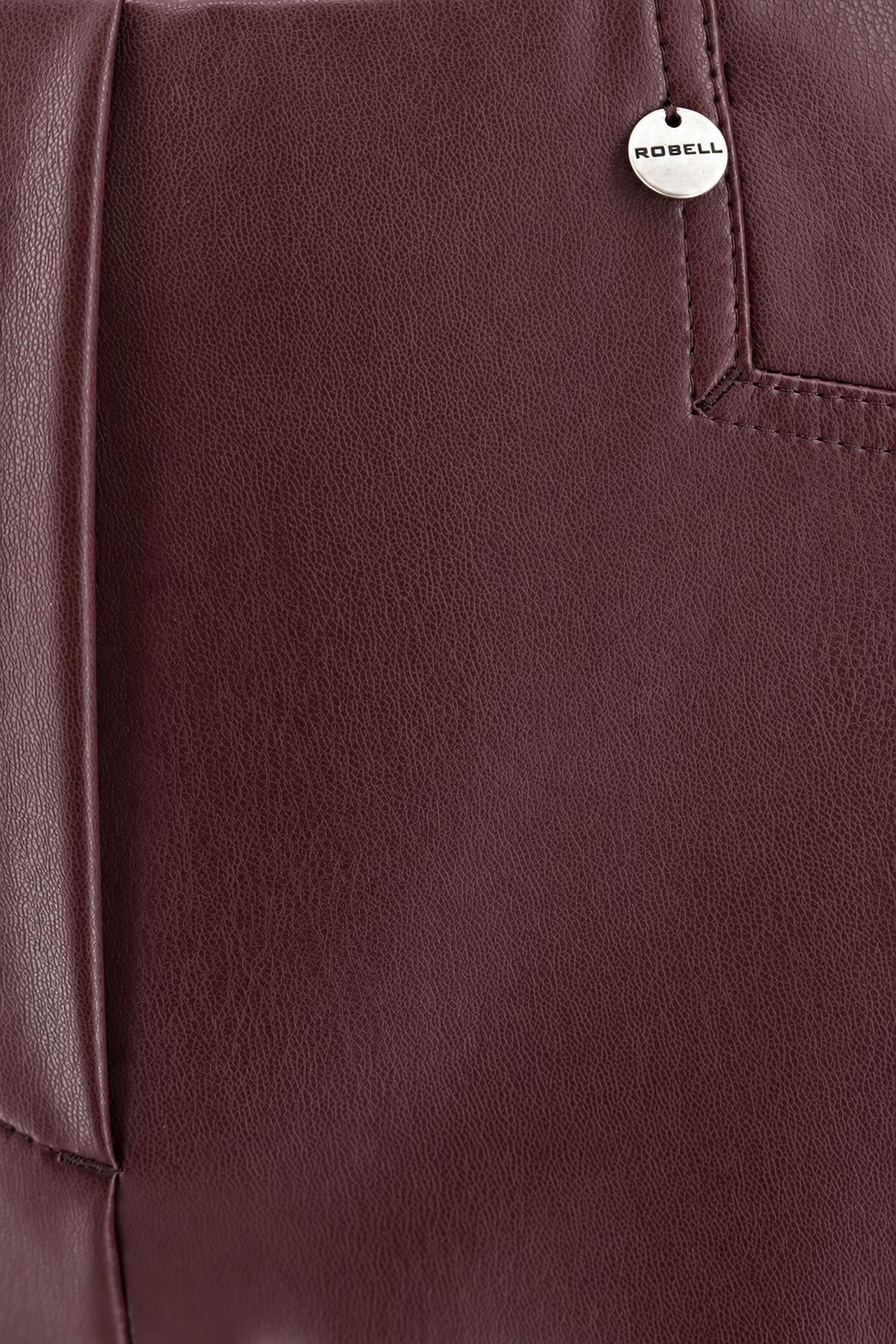 Robell Efi Faux Leather trousers Prune (78cm) 51592-60042-49, detail view — Shop Robell at Dotique