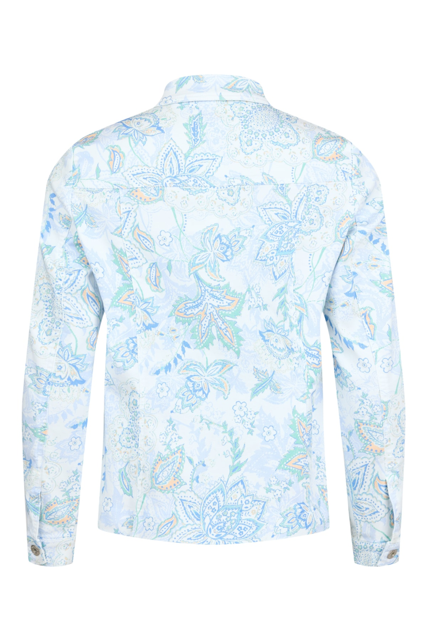 Robell Happy Jacket White Print (60cm) 57641-55088-10 by robell shop robell at Dotique back view floral designed shirt jacket