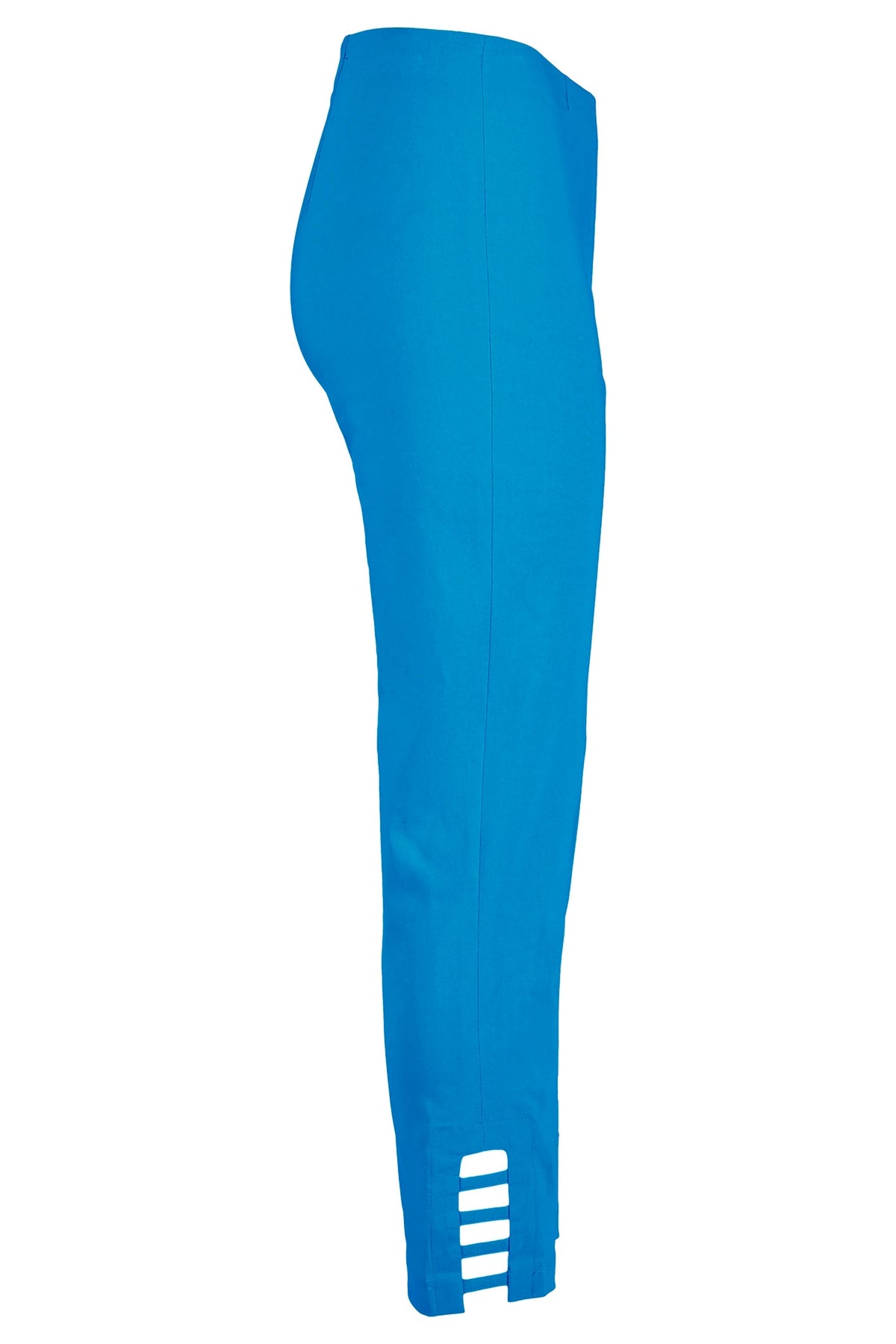 Robell Lena 09 trousers in Blue 52550-5499-601, side view showing ladder hem detail. Shop Robell at Dotique.