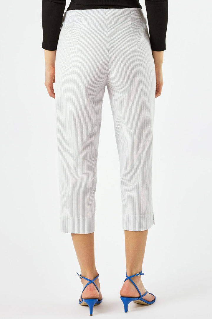 Robell Marie 07 51659 54370 Col 920 Pearl Grey Pinstripe Crop Trousers 55cm - Dotique