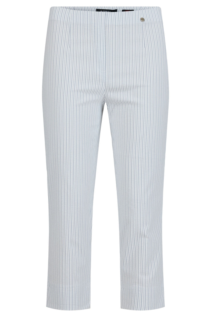 Robell Marie 07 51659 54370 Col 920 Pearl Grey Pinstripe Crop Trousers 55cm - Dotique