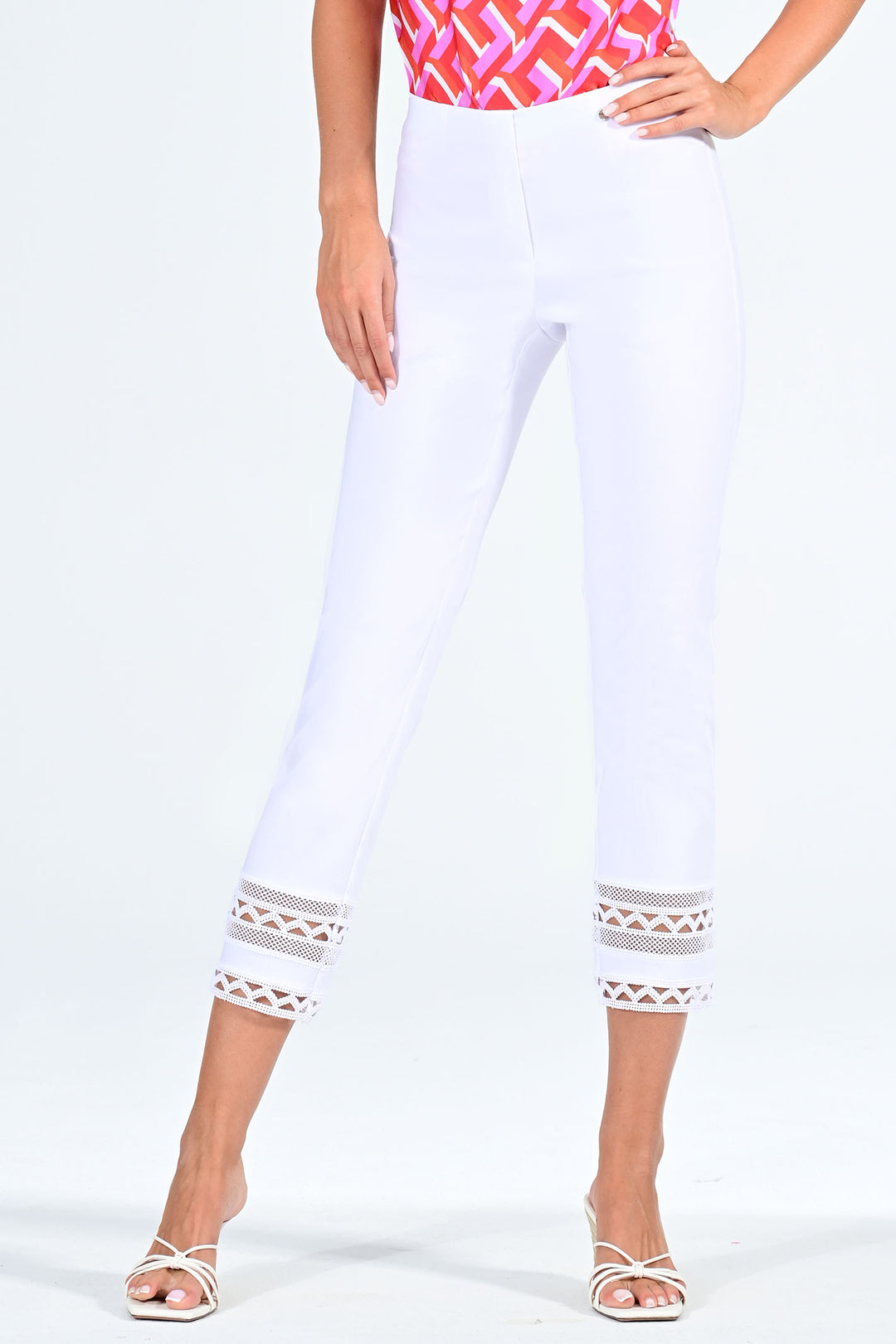 Robell Marie 09 53489 5499 10 White Ankle Detail Trousers 68cm - Dotique
