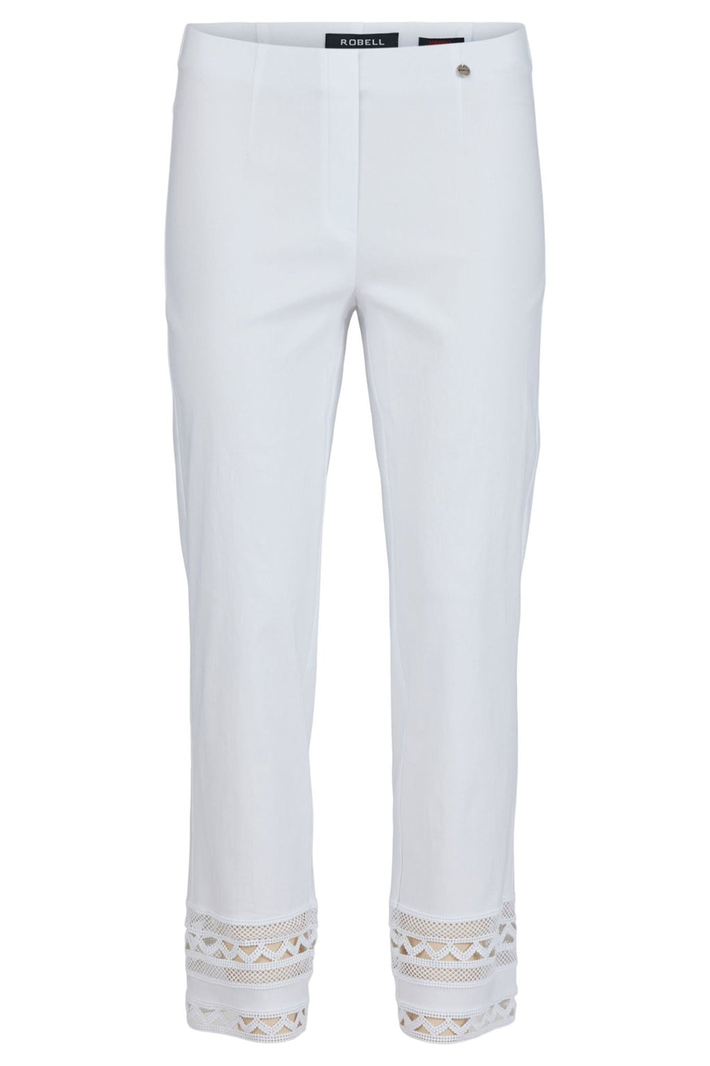Robell Marie 09 53489 5499 10 White Ankle Detail Trousers 68cm - Dotique