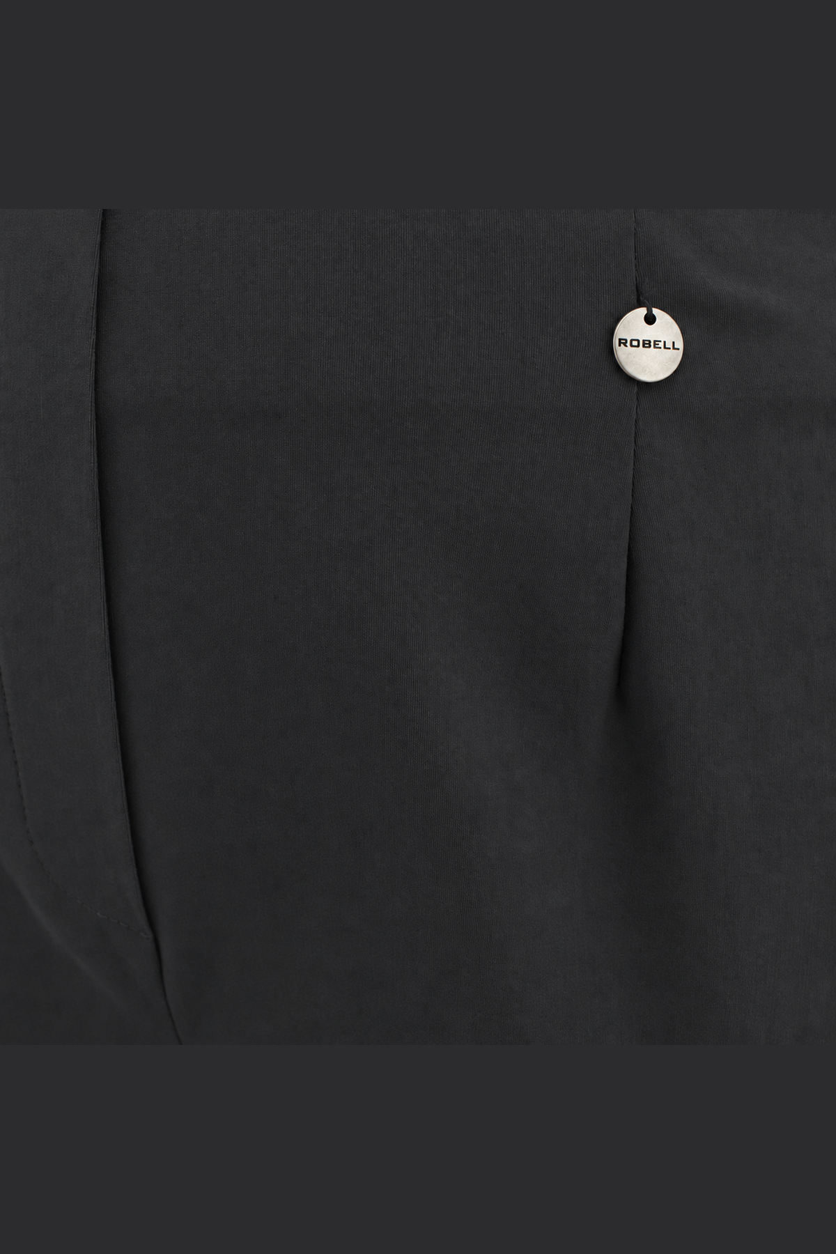 Robell Marie 78cm trousers Charcoal 51412-5499-97, fabric and charm detail view — Shop Robell at Dotique