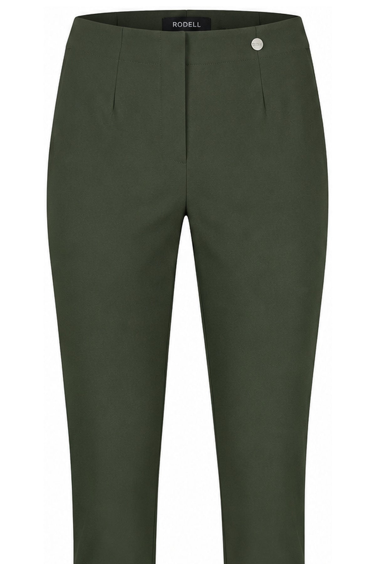 Robell Marie K (73cm) Trousers Winter Khaki 51412-5499-187, waistband and front detail – shop Robell at Dotique
