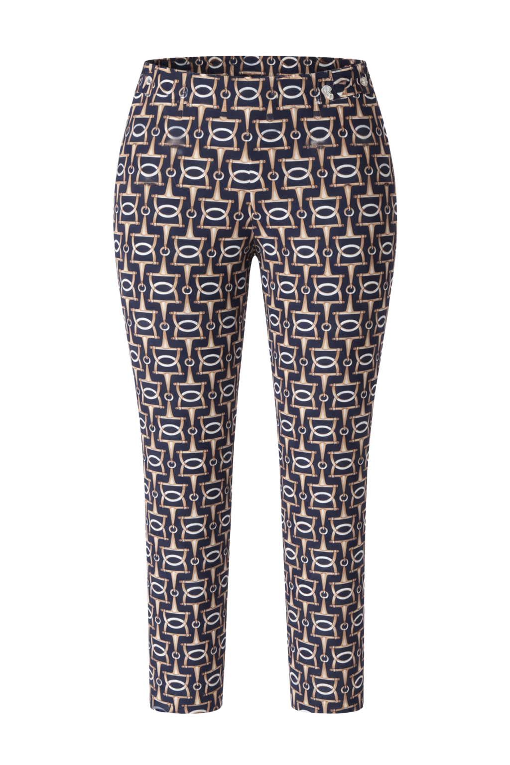 Front view of Robell Rose 09 Horsebit Print Trousers Navy 51622 55142 69 by Robell Shop Robell at Dotique
