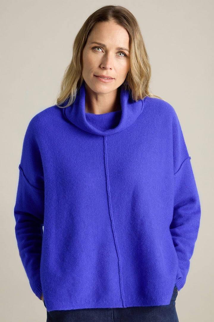 Sahara GOK6033-EFM Cobalt Cashmere Blend Yarn Cowl Neck Jumper - Dotique