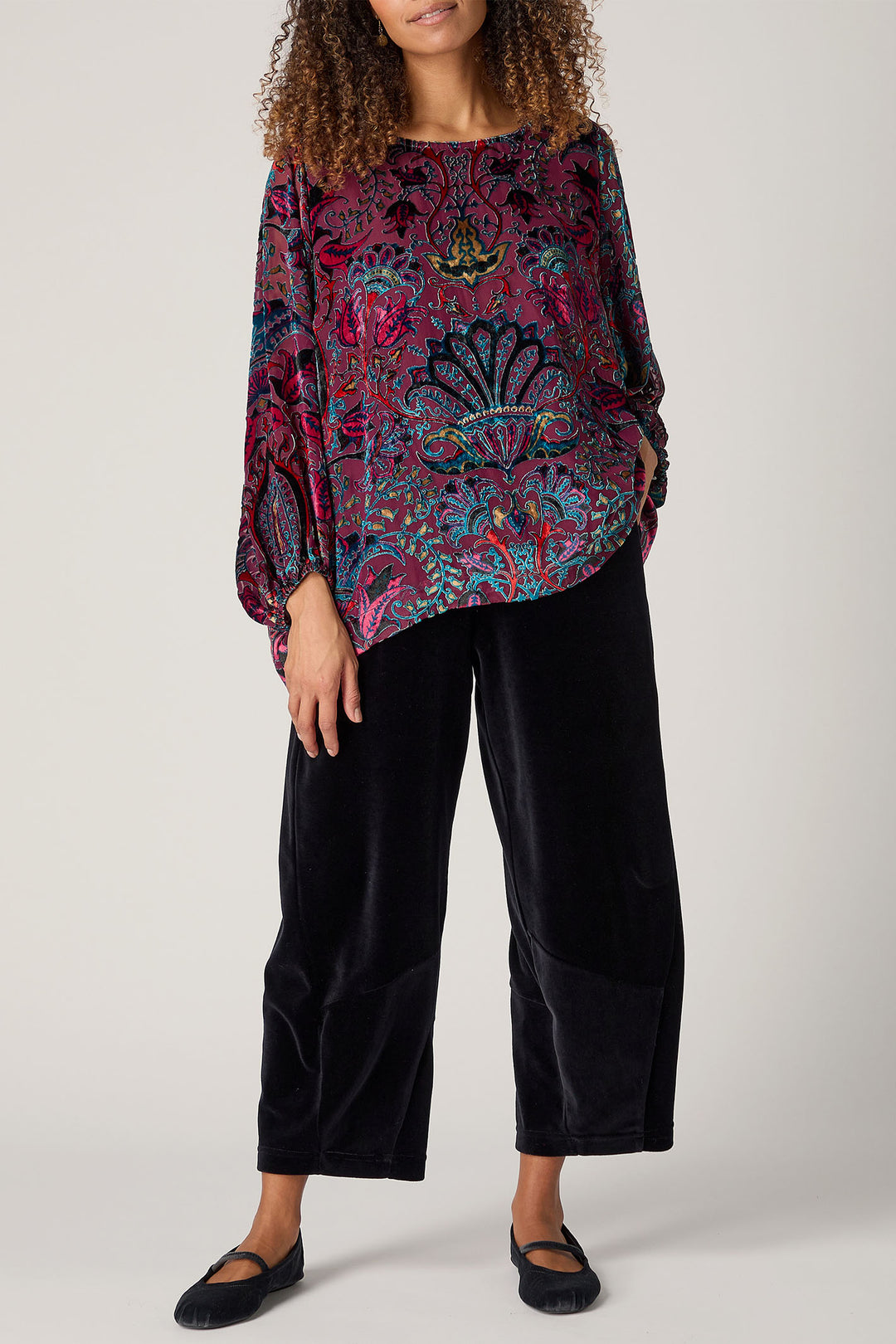 Sahara GRT6064-WPD Mauve Multi Winter Paisley Devore Top - Dotique