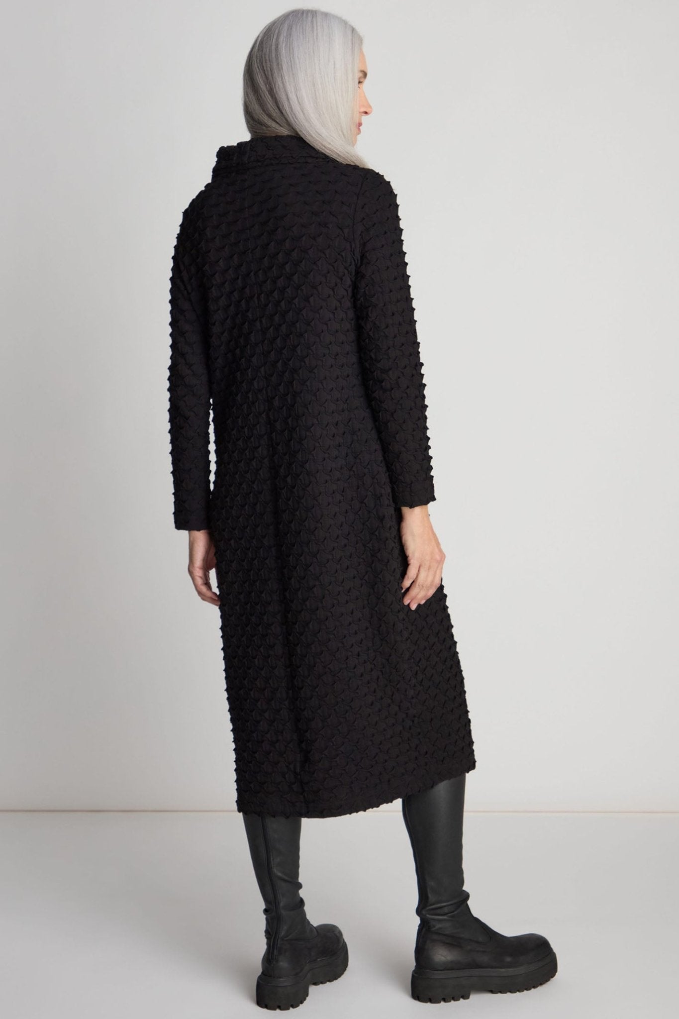 Sahara GTD5960-POJ Black Pocket Jersey Cowl Neck Dress - Dotique