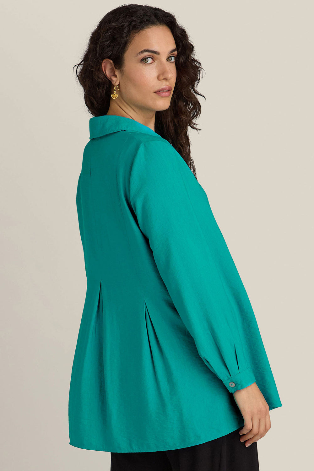 Sahara JFT5395-TXV Turquoise Textured Viscose Pleat Shirt - Dotique