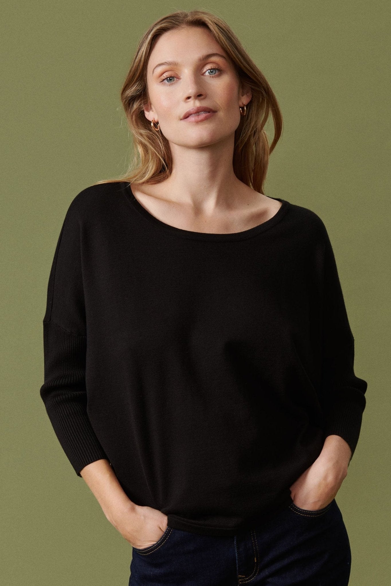 Saint Tropez 30500003 A2561 MilaSZ Round Neck Jumper Black - Dotique - SAINT TROPEZ