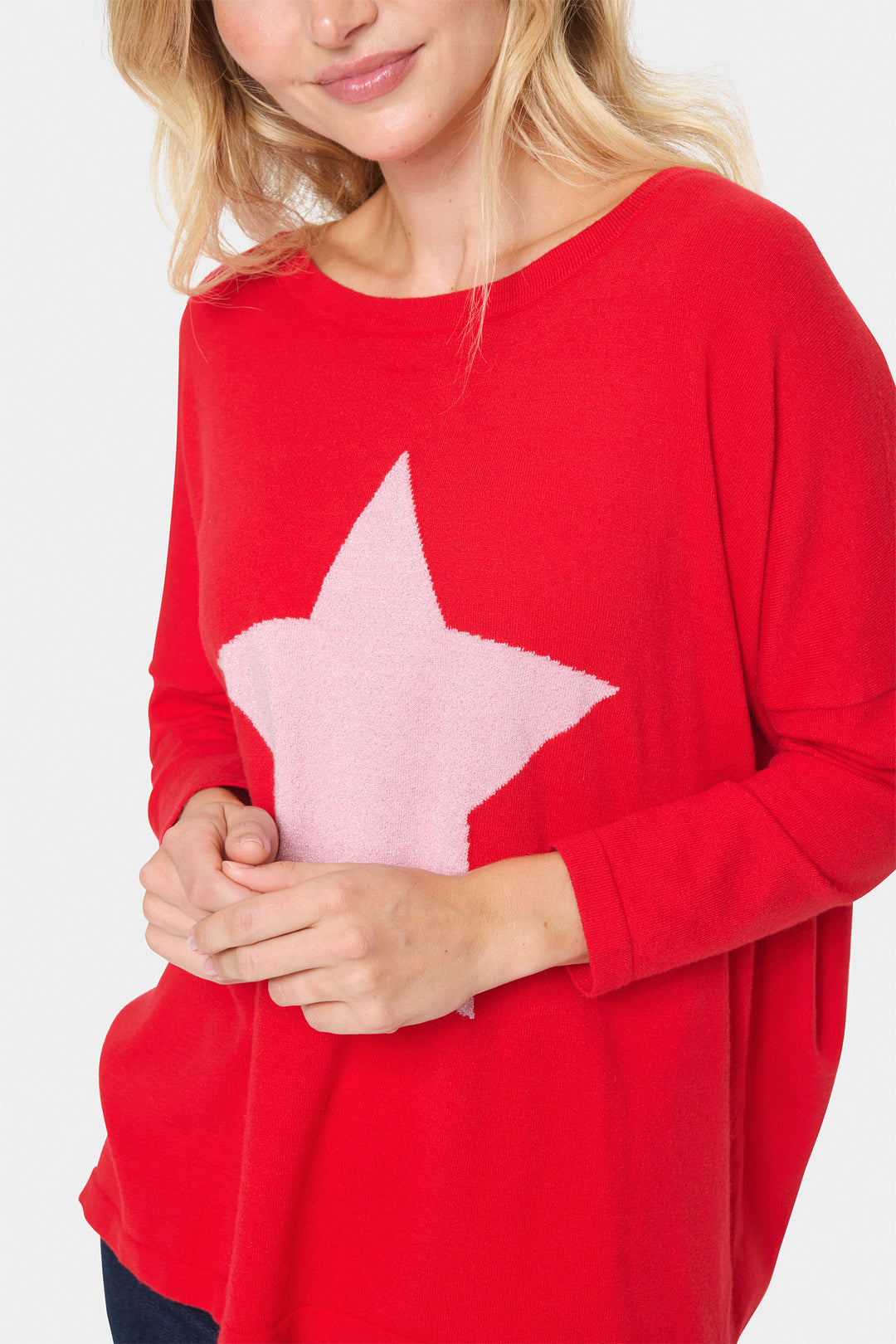 Saint Tropez 30512986 BariaSZ Star Pullover Racing Red - Dotique