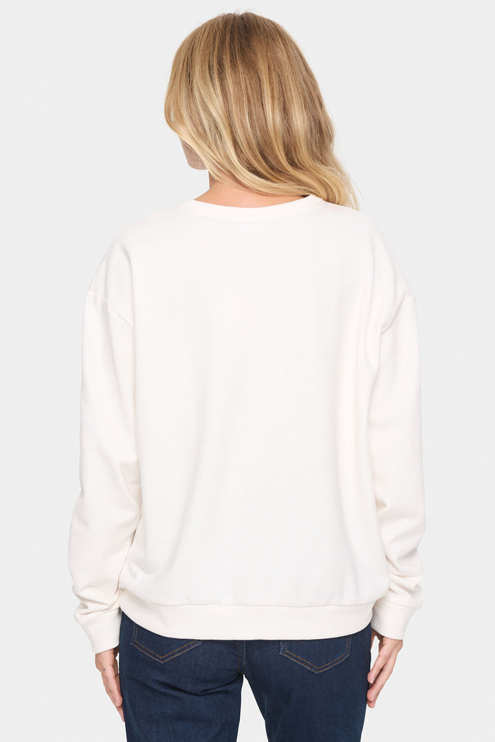 Saint Tropez 30513631 HannikaSZ Sweatshirt Ice White - Dotique