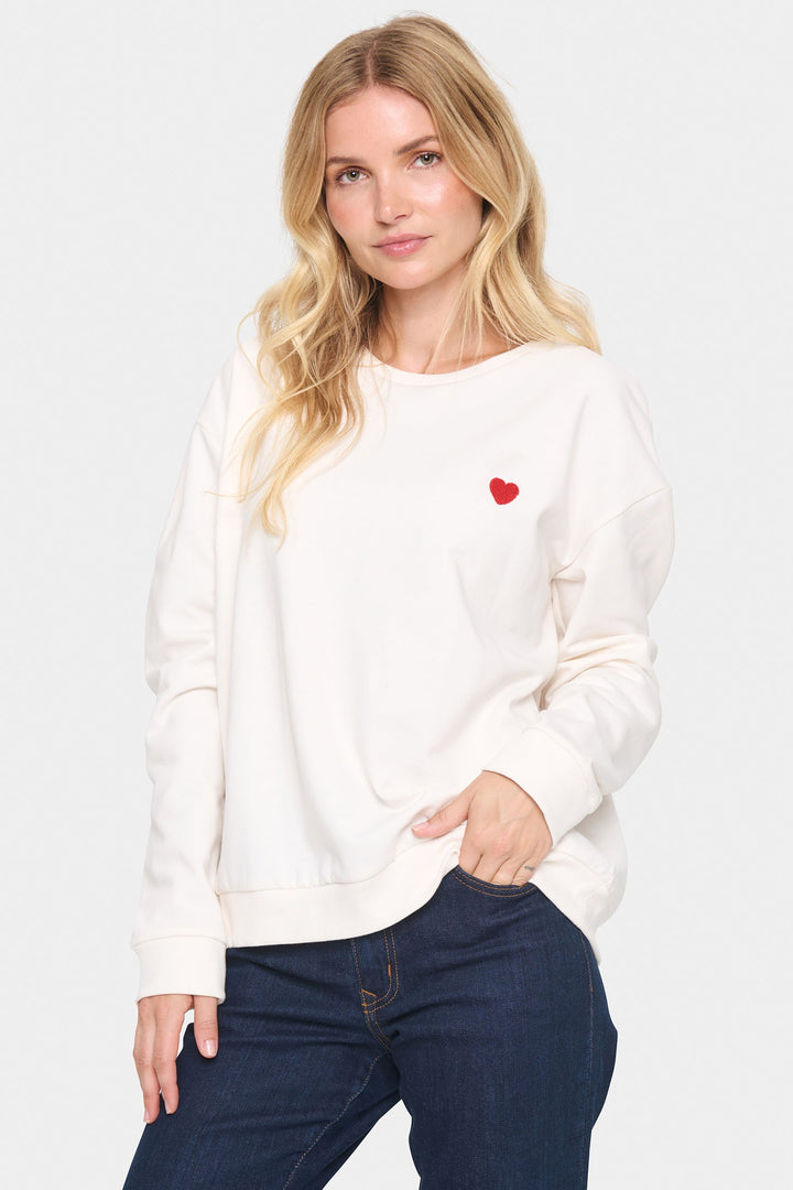 Saint Tropez 30513631 HannikaSZ Sweatshirt Ice White - Dotique