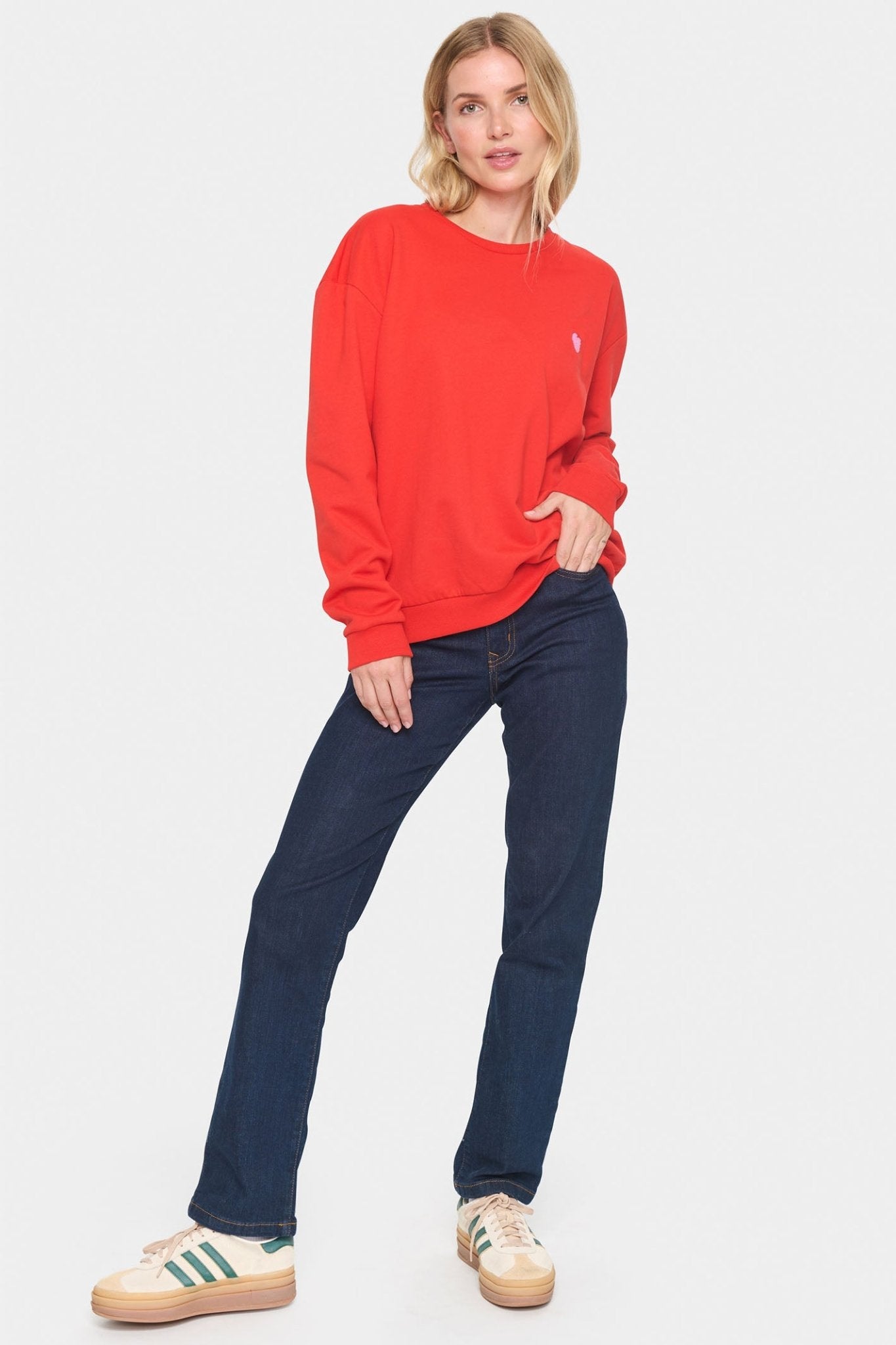 Saint Tropez 30513631 HannikaSZ Sweatshirt Racing Red - Dotique