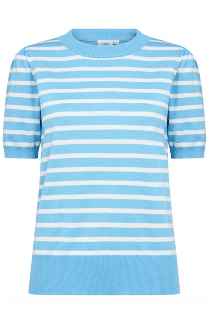 Saint Tropez 30513768 MilaSZ Short Sleeve Striped Pullover Ethereal Blue Stripe - Dotique - SAINT TROPEZ