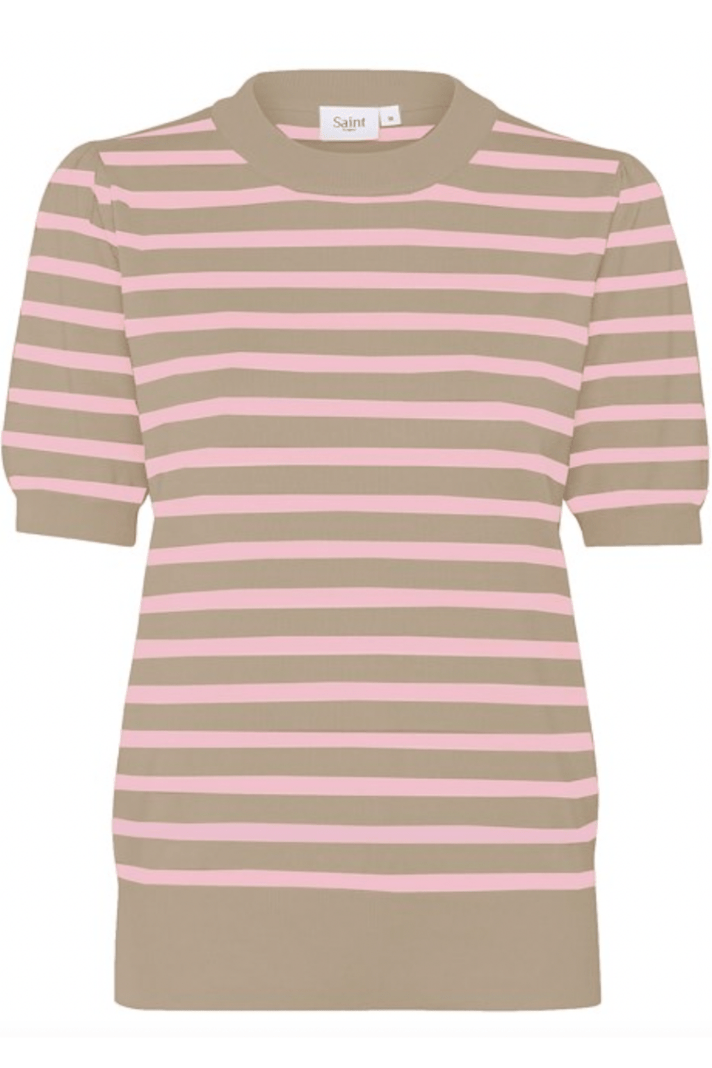 Saint Tropez 30513768 MilaSZ Short Sleeve Striped Pullover Plaza Taupe Pink Stripe - Dotique - SAINT TROPEZ