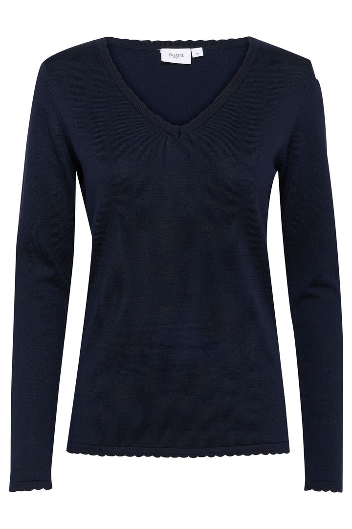 Saint Tropez 30513960 MilaSZ Long Sleeve V-Neck Jumper Night Sky - Dotique