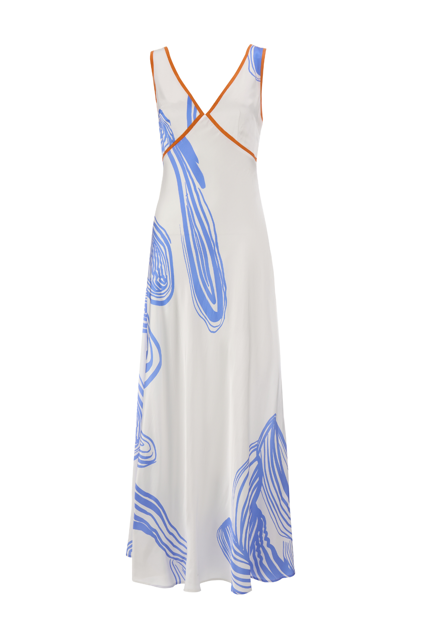 Sancia Madeleine Dress in Sorrento print with soft waist shaping and flowing silhouette. Lightweight cupro, perfect for summer occasions. Shop Dotique.