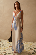 Sancia Madeleine Dress in Sorrento print with soft waist shaping and flowing silhouette. Lightweight cupro, perfect for summer occasions. Shop Dotique.