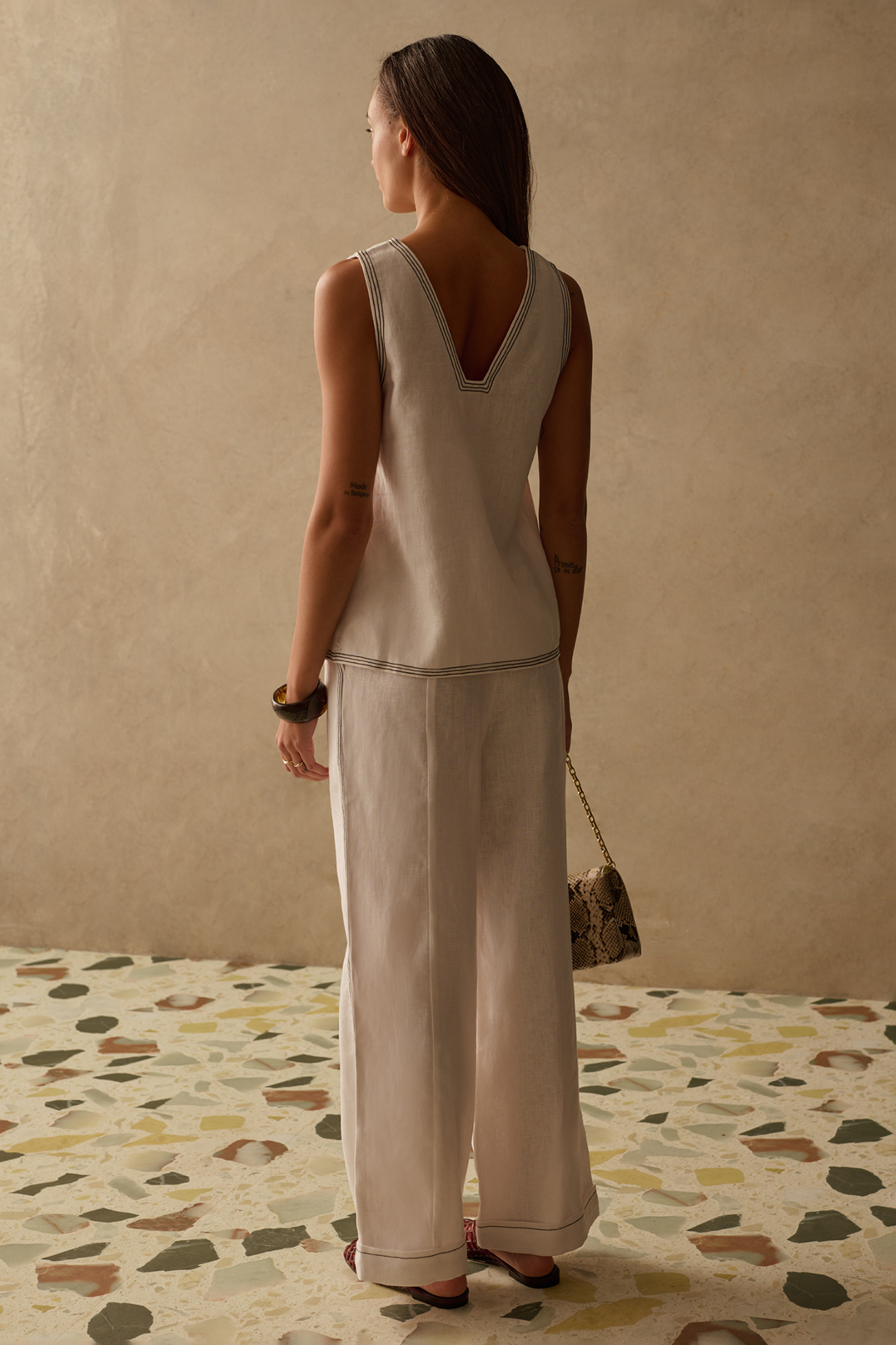 Sancia Winona Top in the Ivory. colourway with V neckline and relaxed fit. Lightweight cupro fabric. Shop now at Dotique.