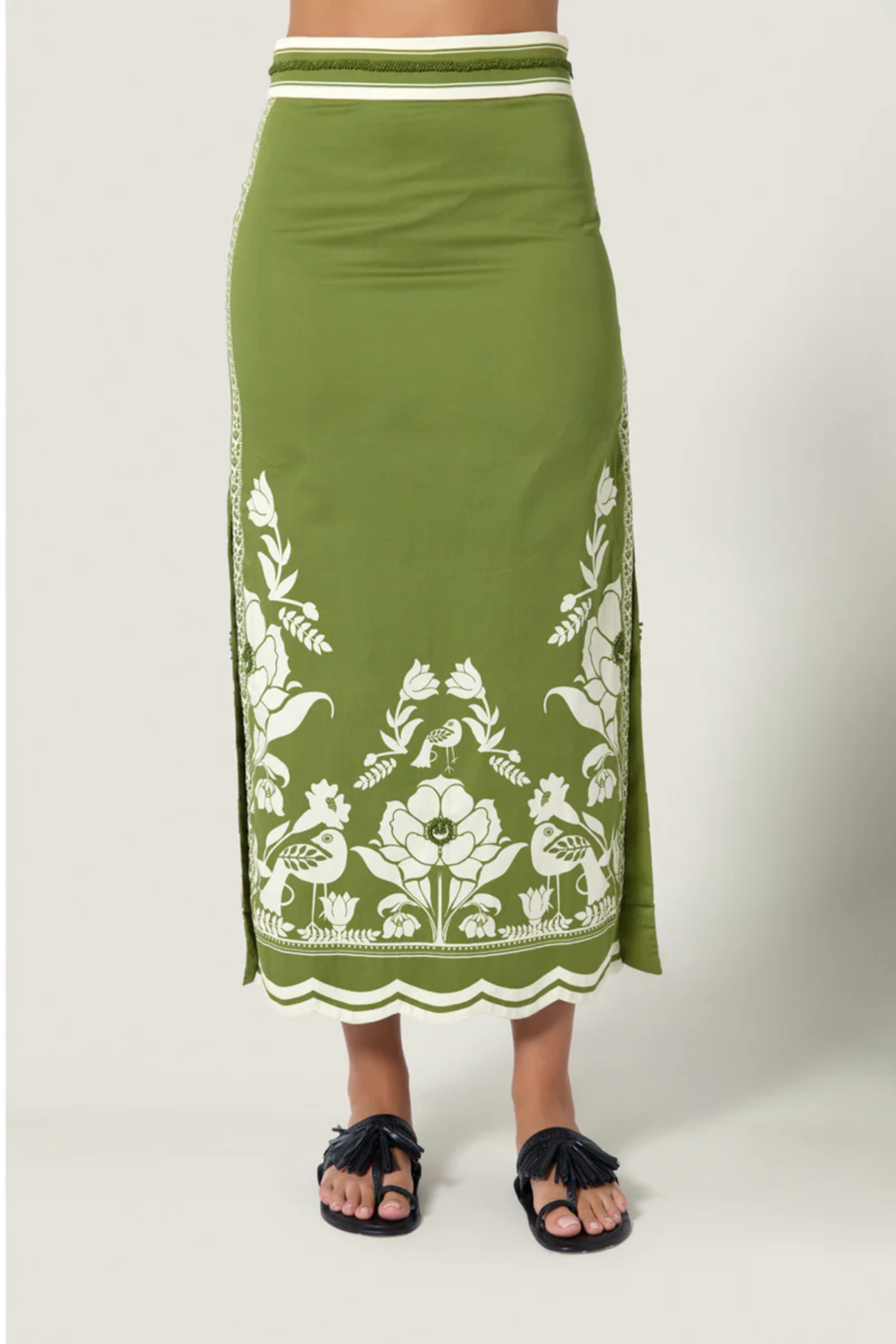 Scarlett Poppies Sandina Skirt Calla Green/Papyrus by Scarlett Poppies, shop the vendor at Dotique online.